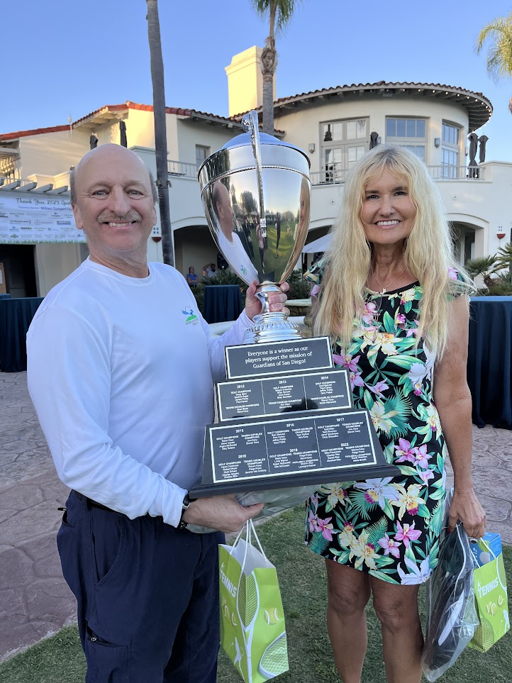 First Place male and female tennis players