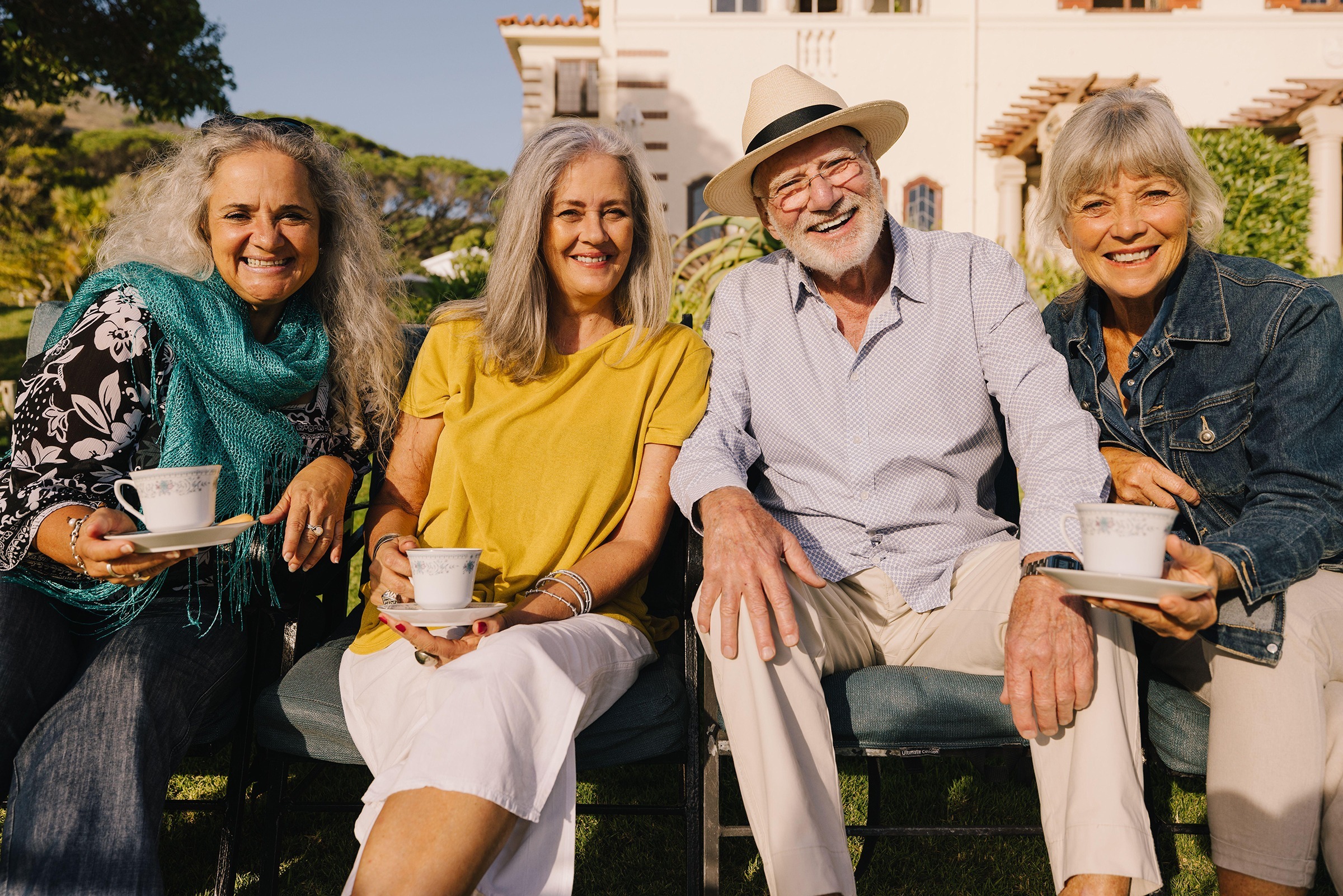Happy senior citizens smiling